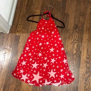 Show me your mumu red star halter low back silk dress